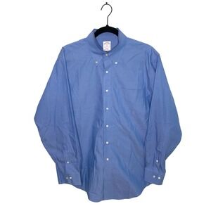 Brooks Brothers 346 Men's Button Down Non-Iron Dress Shirt Blue Men's 16-4/5 L/S